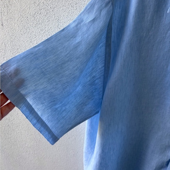 Daniel Cremieux Linen Classic Short Sleeve Button down Lt Blue 2X Cruise Beach - Picture 4 of 9